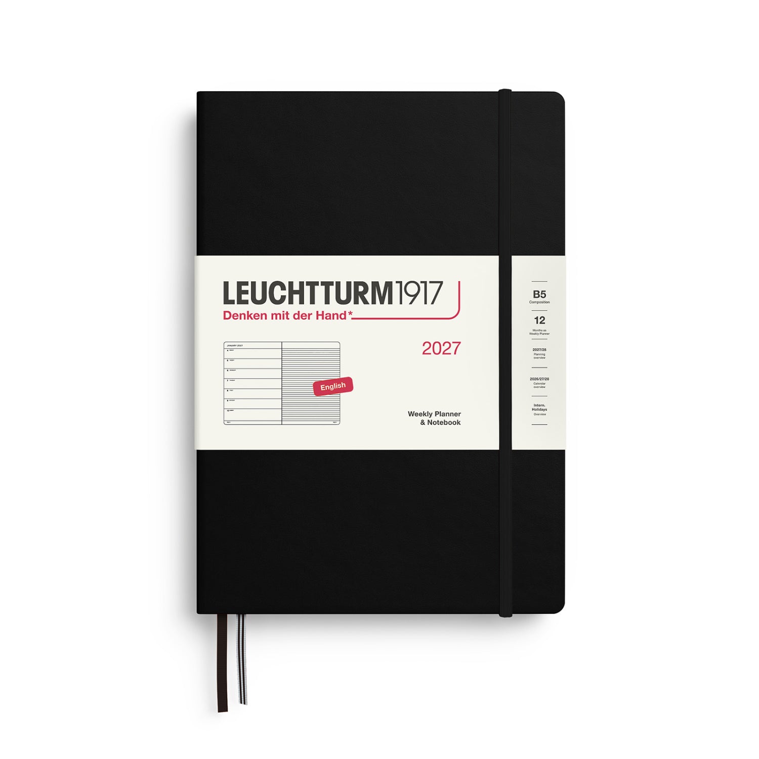 Leuchtturm 1917 Weekly Planner 2027 + Notebook - B5 Hard Cover