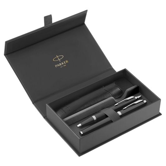 Parker IM Fountain Pen and Ballpoint Pen Set - Black / Chrome Trim
