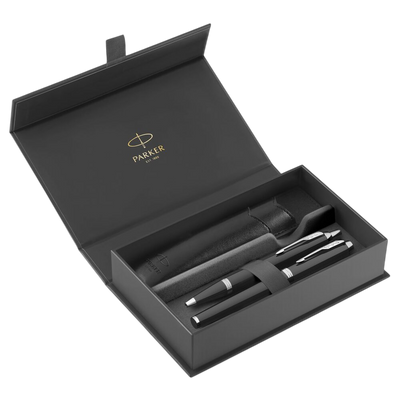 Parker IM Fountain Pen and Ballpoint Pen Set - Black / Chrome Trim
