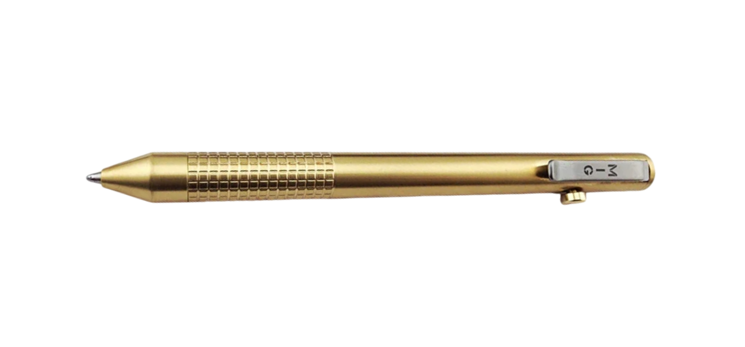 MIG Model 1 Bolt Action Ballpoint Pen - Brass Grid