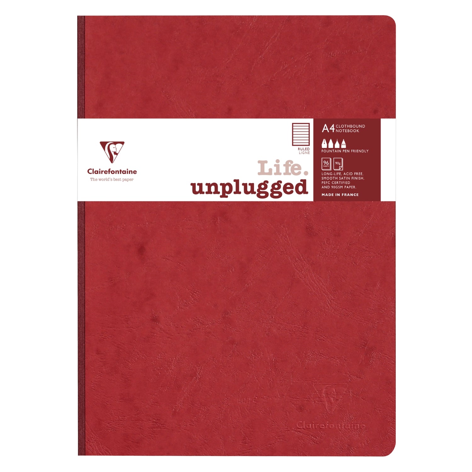 Clairefontaine Essentials Notebook Clothbound A4 Lined - Red