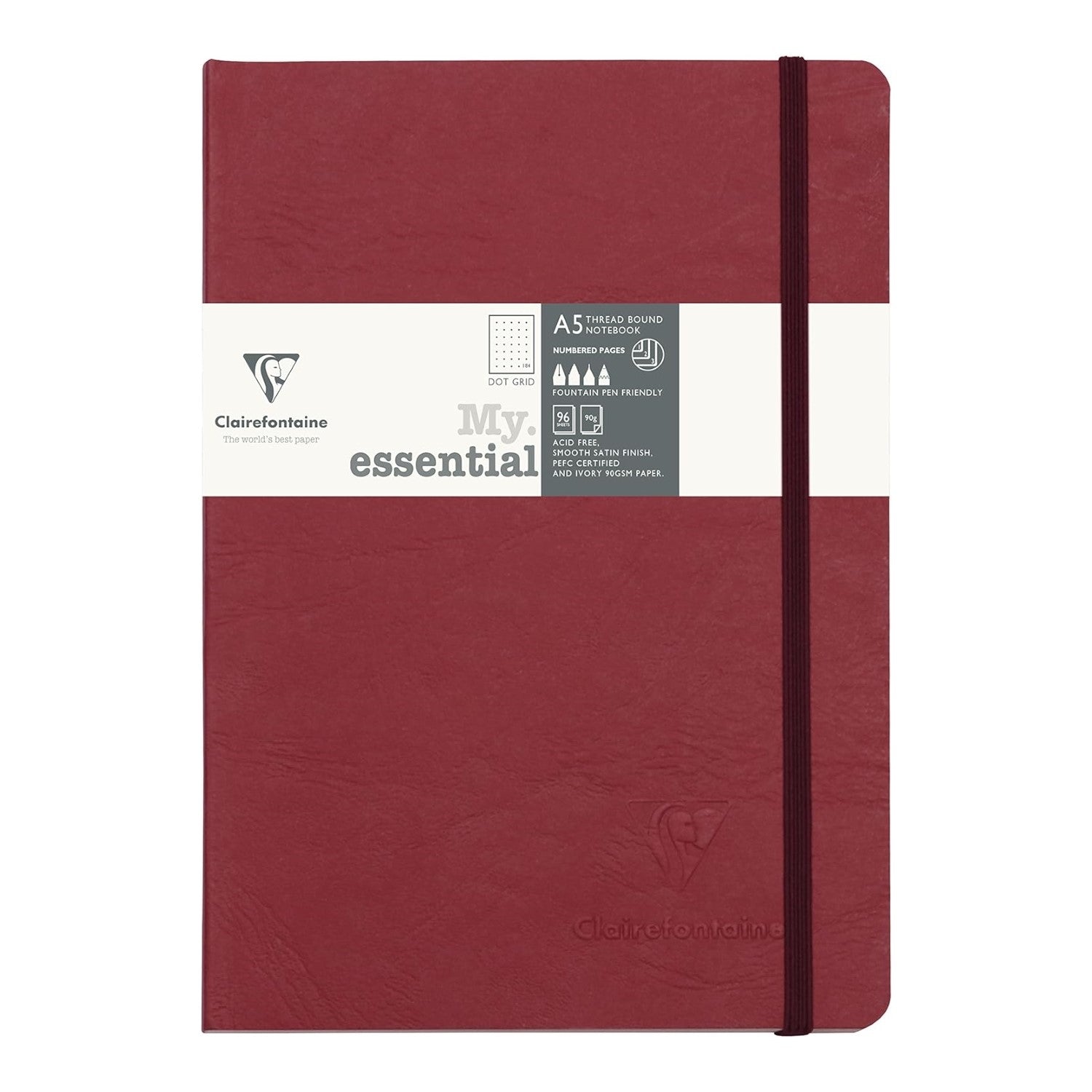 Clairefontaine Essentials Notebook Thread Bound A5 Dot Grid - Red