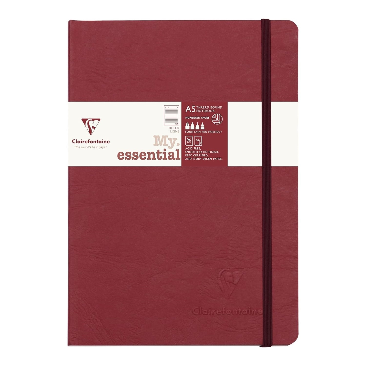 Clairefontaine Essentials Notebook Thread Bound A5 Lined - Red