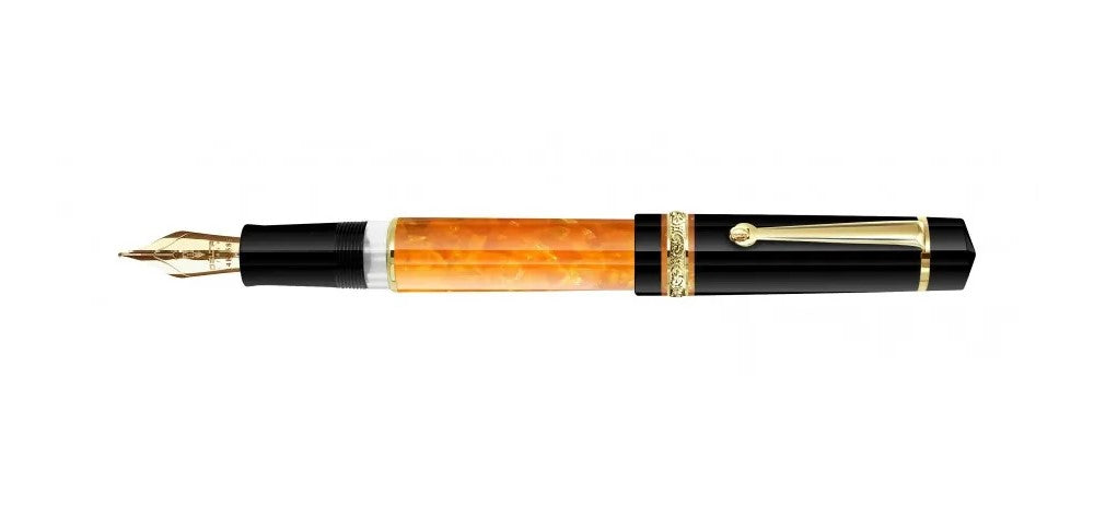 Delta DV2 Premium 14k Fountain Pen - Orange / Gold Trim