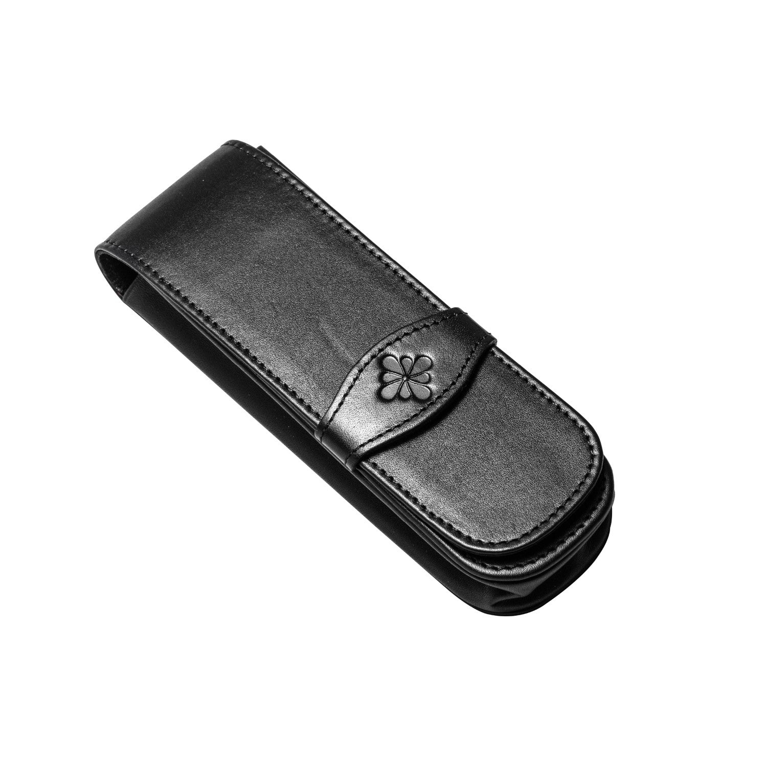 Diplomat Leather Double Pen Case - Black