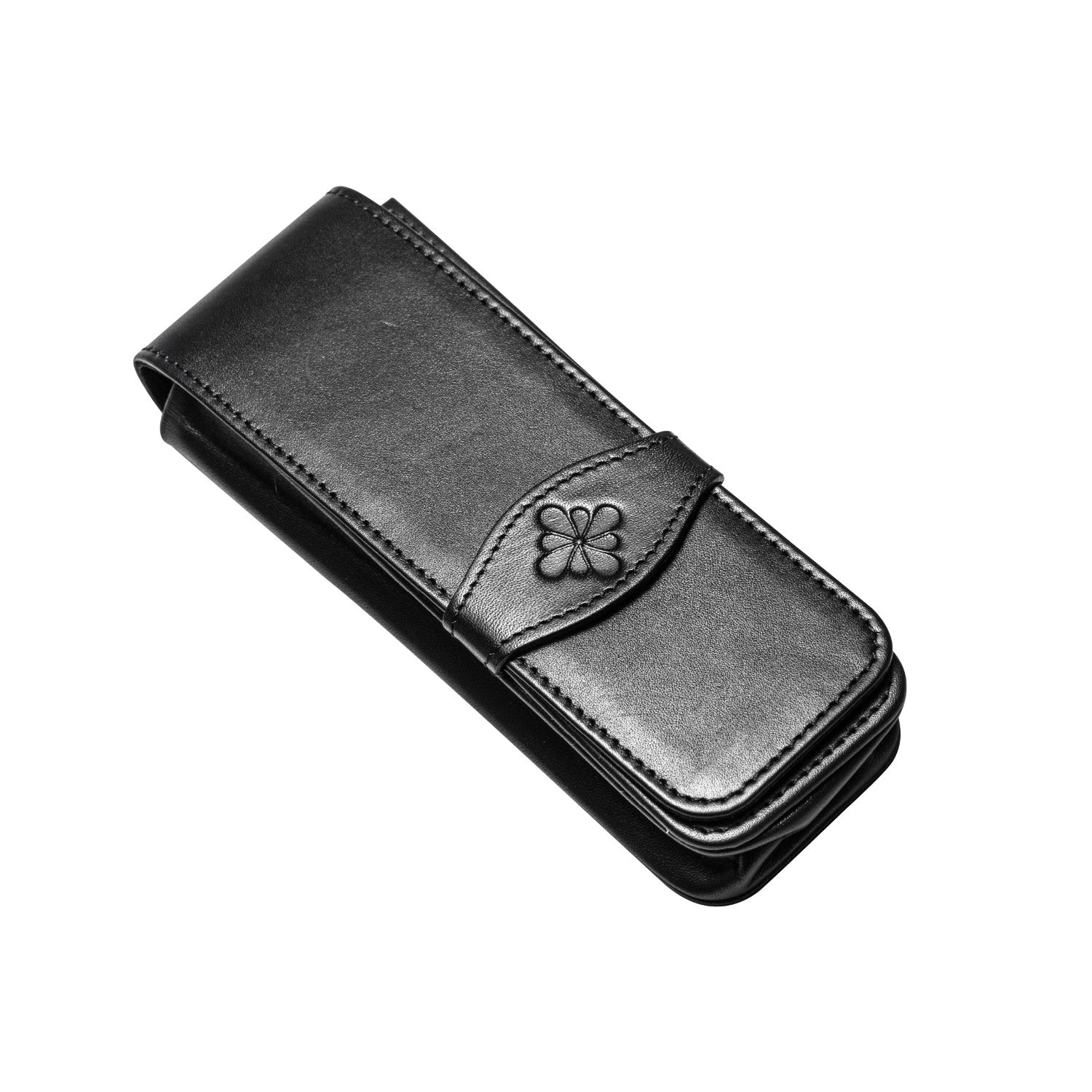 Diplomat Leather Three Pen Case - Black