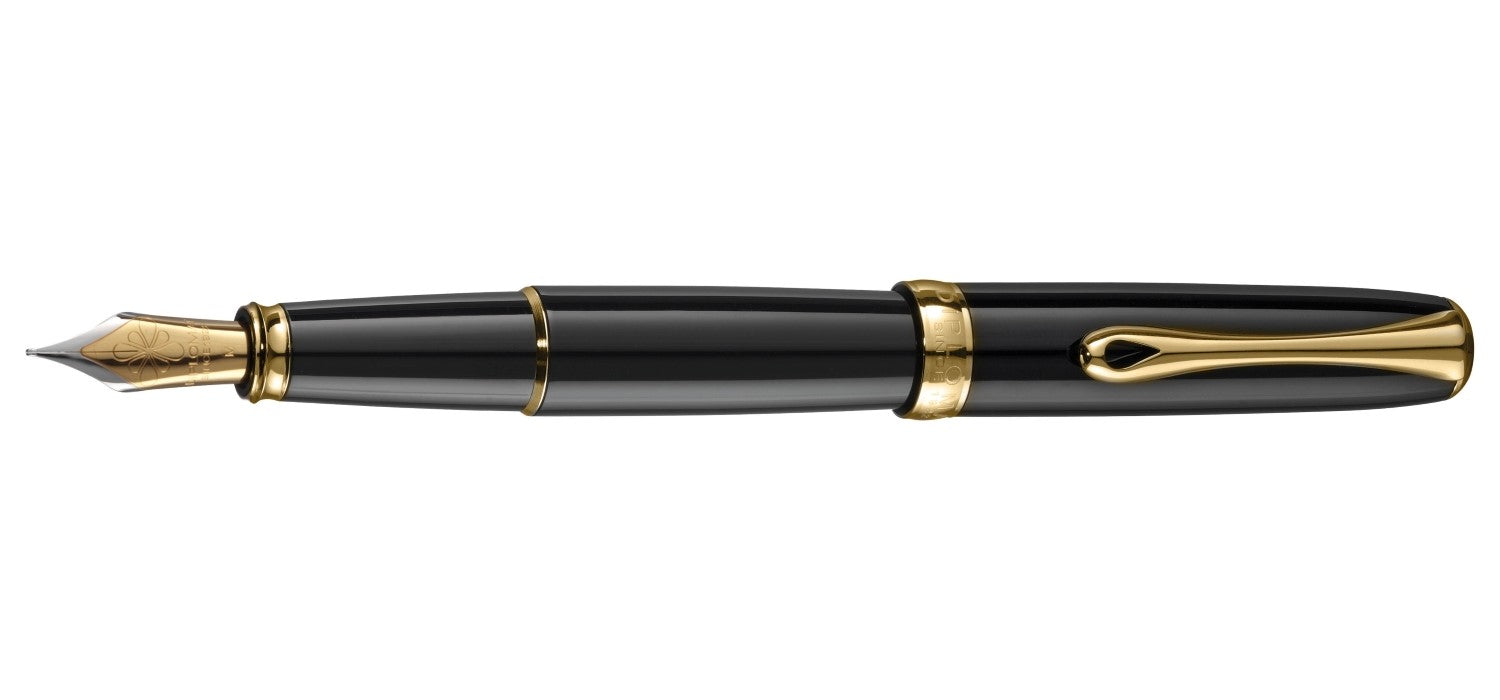 Diplomat Excellence A2 Fountain Pen - Black Lacquer / Gold Trim