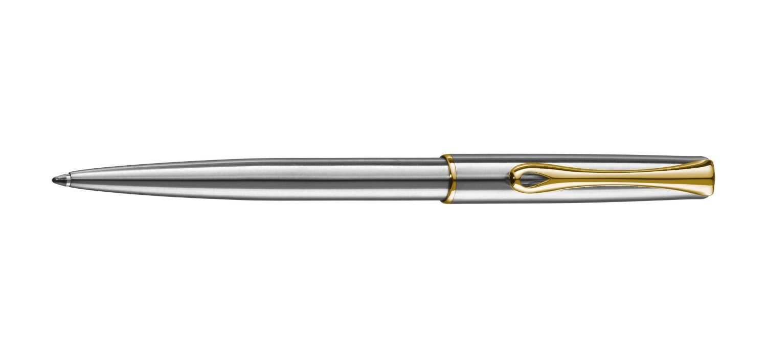 Diplomat Traveller Ballpoint Pen - Stainless Steel / Gold Trim