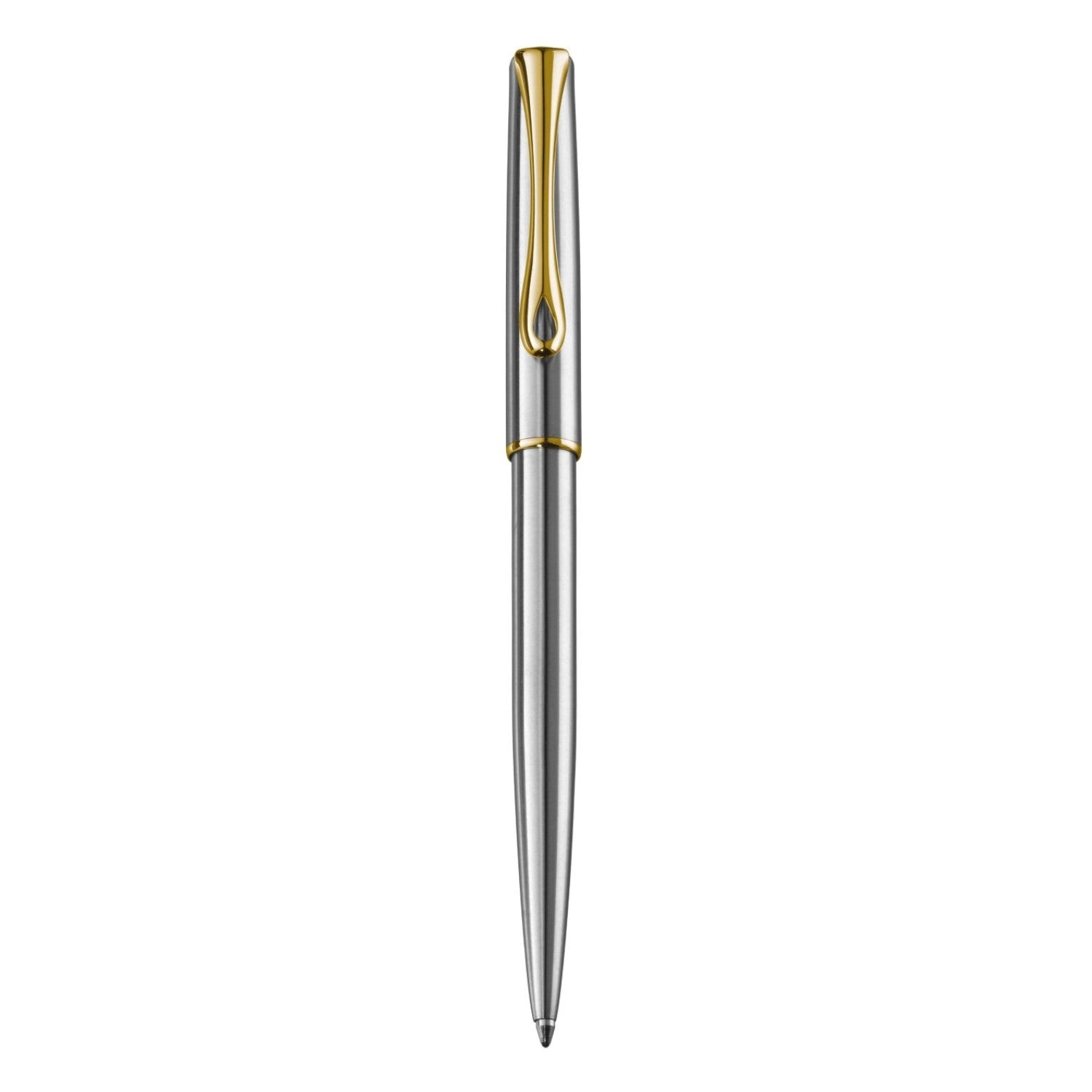 Diplomat Traveller Ballpoint Pen - Stainless Steel / Gold Trim