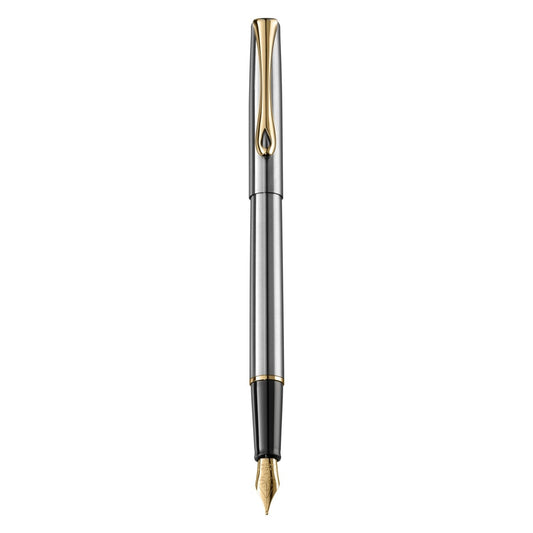 Diplomat Traveller Fountain Pen - Stainless Steel / Gold Trim
