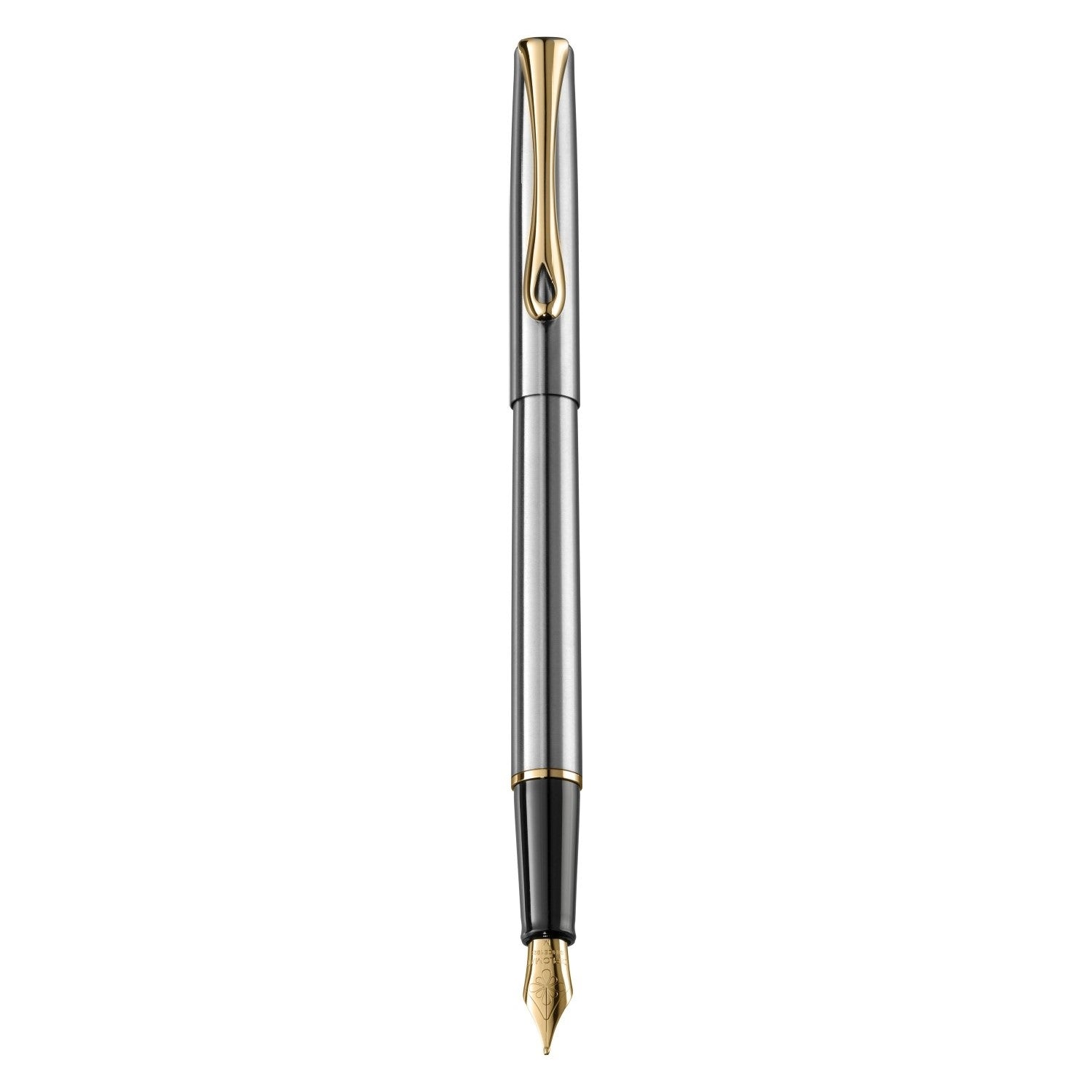 Diplomat Traveller Fountain Pen - Stainless Steel / Gold Trim