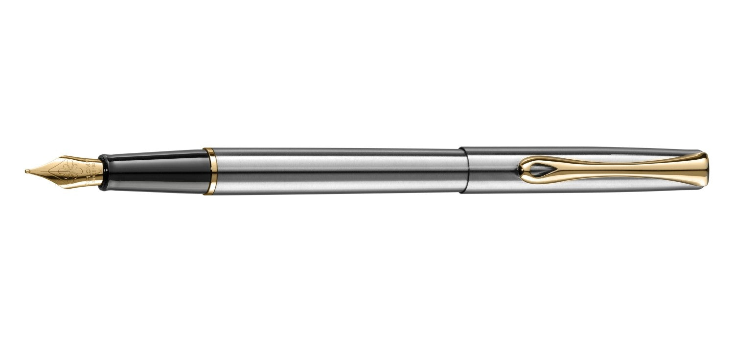 Diplomat Traveller Fountain Pen - Stainless Steel / Gold Trim