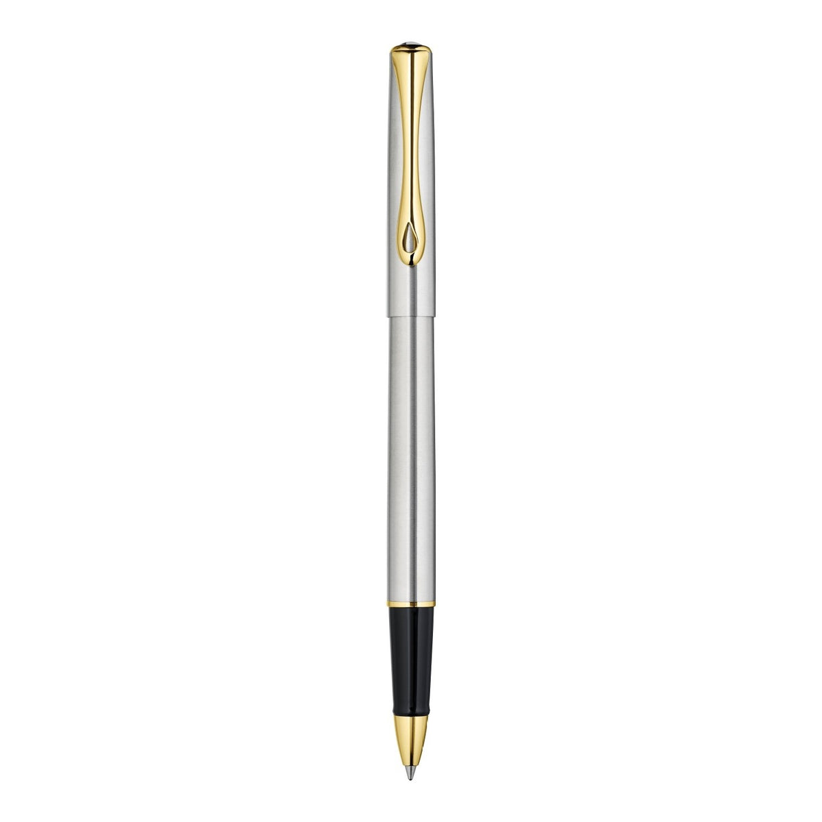 Diplomat Traveller Rollerball - Stainless Steel / Gold Trim
