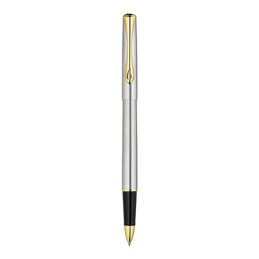 Diplomat Traveller Rollerball - Stainless Steel / Gold Trim