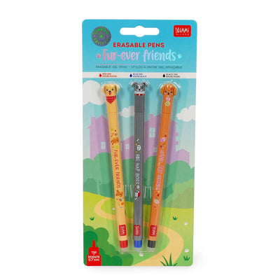 Legami Erasable Gel Pen Set of 3 - Fur-ever Freinds
