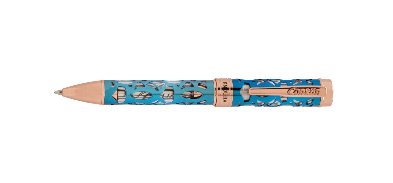 Conklin Endura Deco Crest Ballpoint Pen - Rose Gold / Turquoise