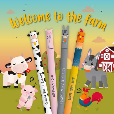 Legami Erasable Gel Pen Set of 4 - Farm Sweet Farm