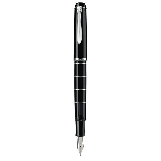 Pelikan Classic M 215 Fountain Pen - Black / Silver Rings