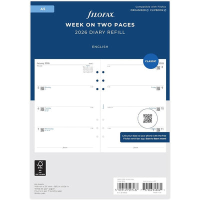Filofax Refill 2026 A5 - Week To View