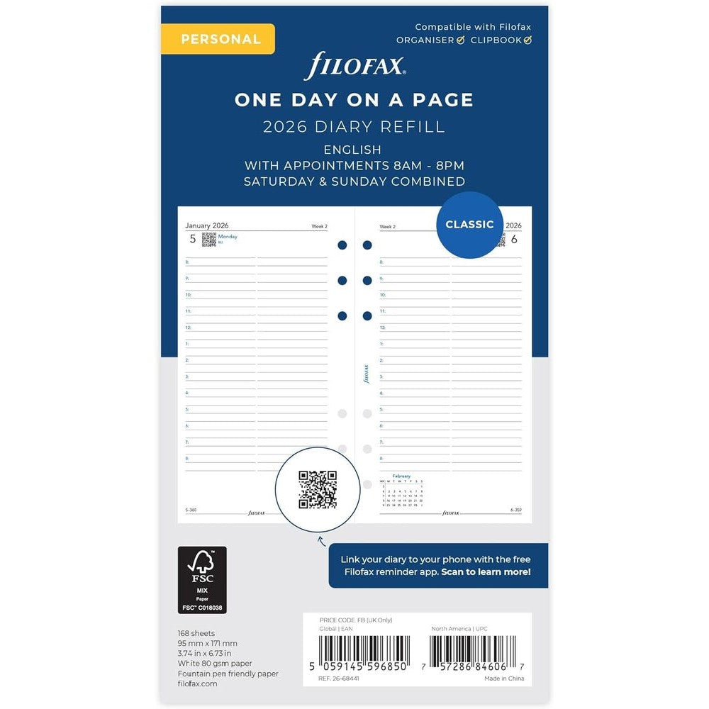 Filofax Refill 2026 Personal - Day to Page