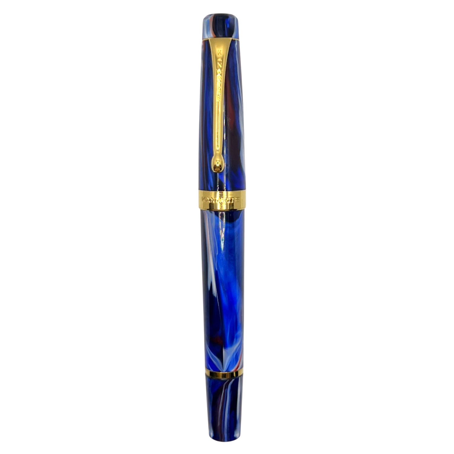 Kanwrite Heritage Fountain Pen - Marble Blue Red Swirl / Gold Trim