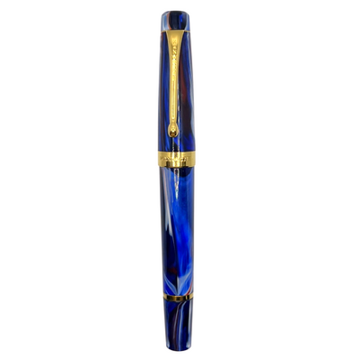 Kanwrite Heritage Fountain Pen - Marble Blue Red Swirl / Gold Trim