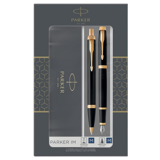Parker IM Fountain Pen and Ballpoint Pen Set - Black / Gold Trim