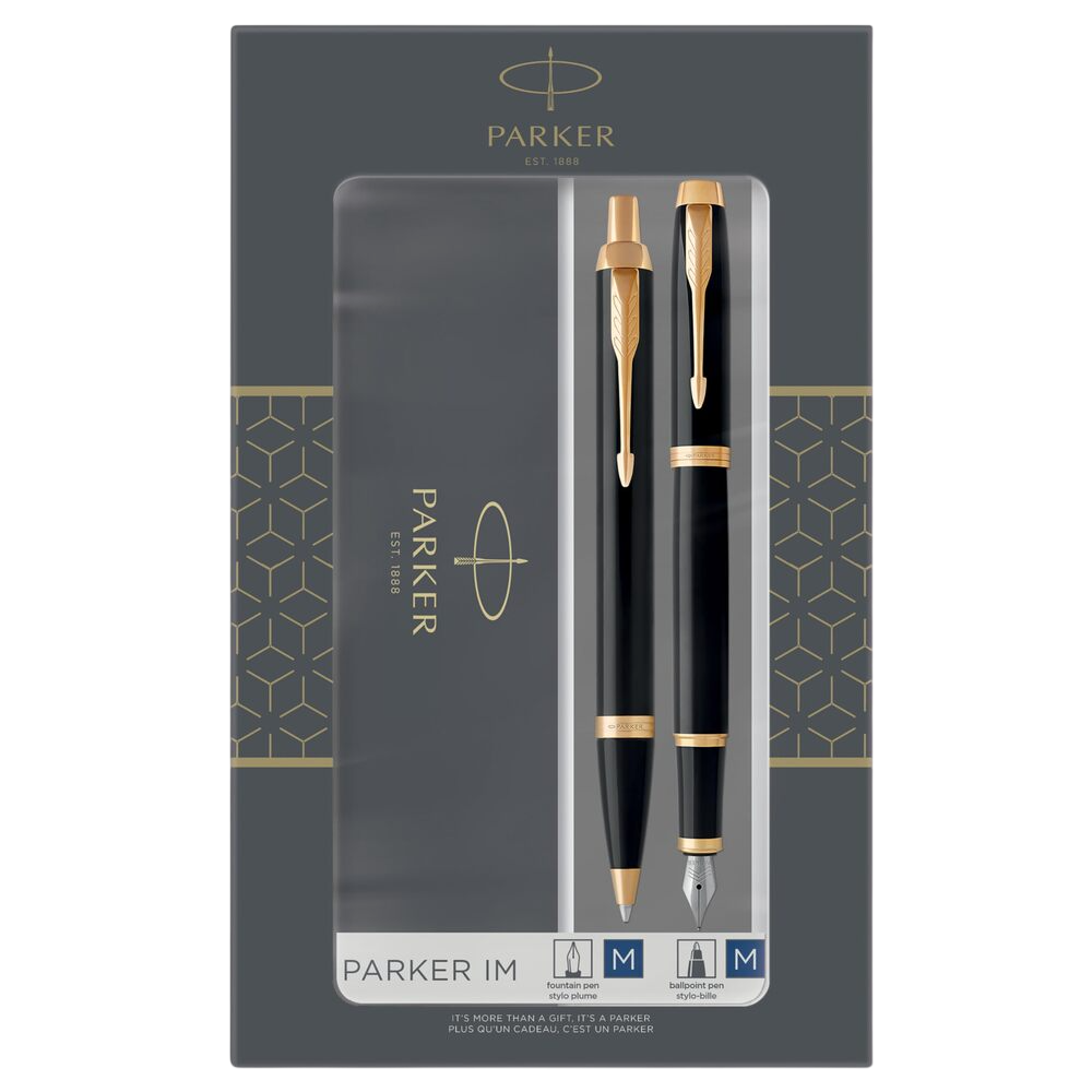 Parker IM Fountain Pen and Ballpoint Pen Set - Black / Gold Trim