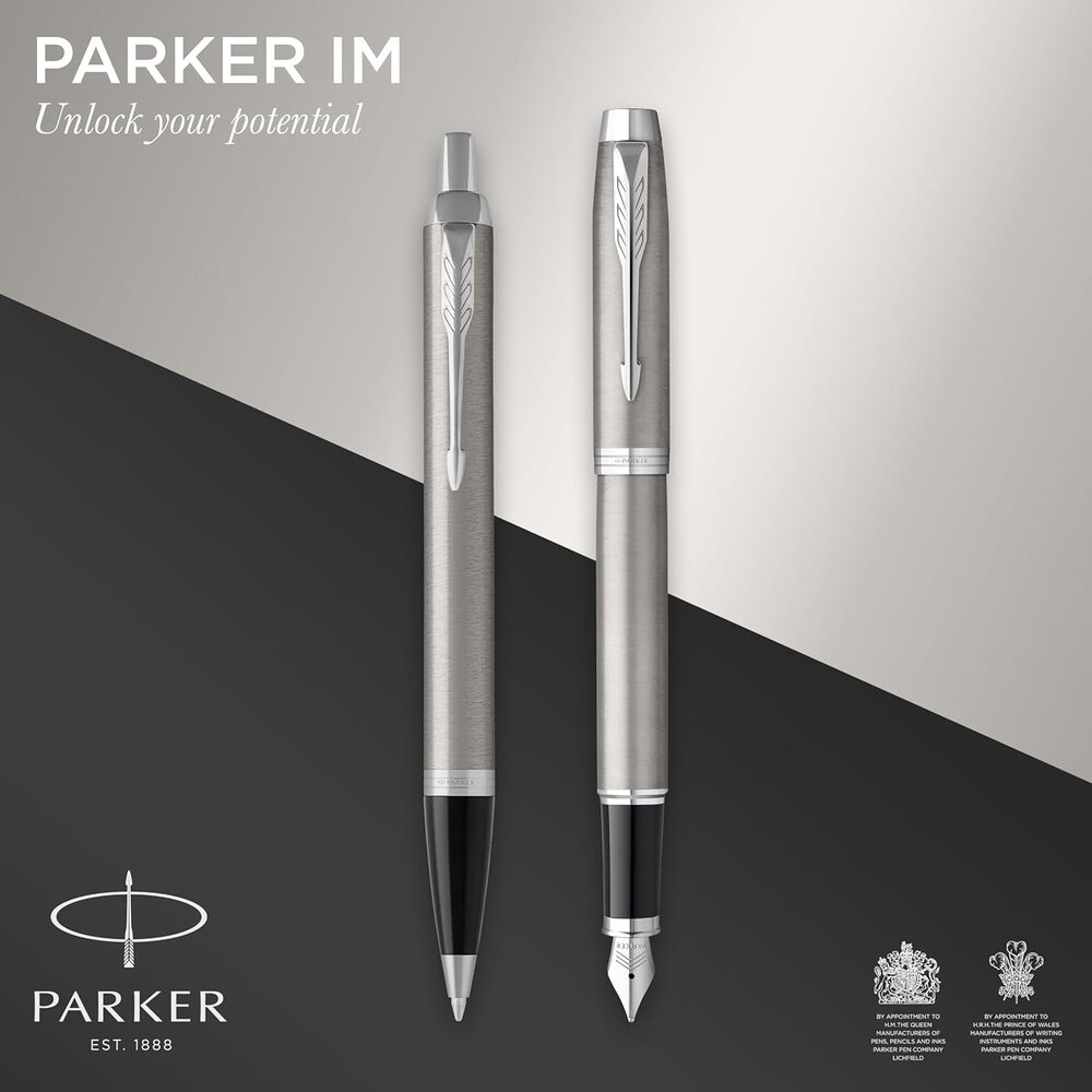 Parker IM Fountain Pen and Ballpoint Pen Set - Stainless Steel / Chrome Trim