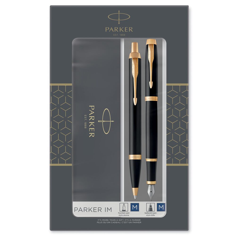 Parker IM Fountain Pen and Ballpoint Pen Set - Black / Gold Trim