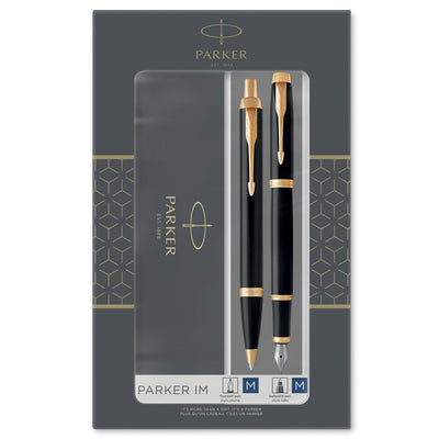 Parker IM Fountain Pen and Ballpoint Pen Set - Black / Gold Trim