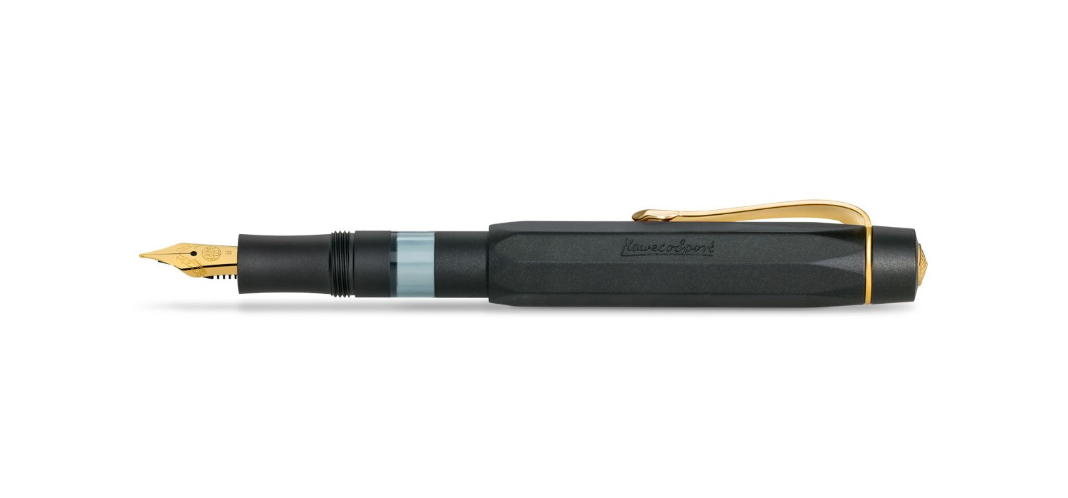 Kaweco Piston AL Sport Fountain Pen Set - Black / Gold Trim