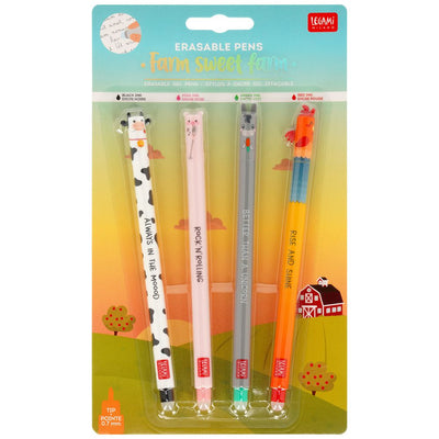 Legami Erasable Gel Pen Set of 4 - Farm Sweet Farm