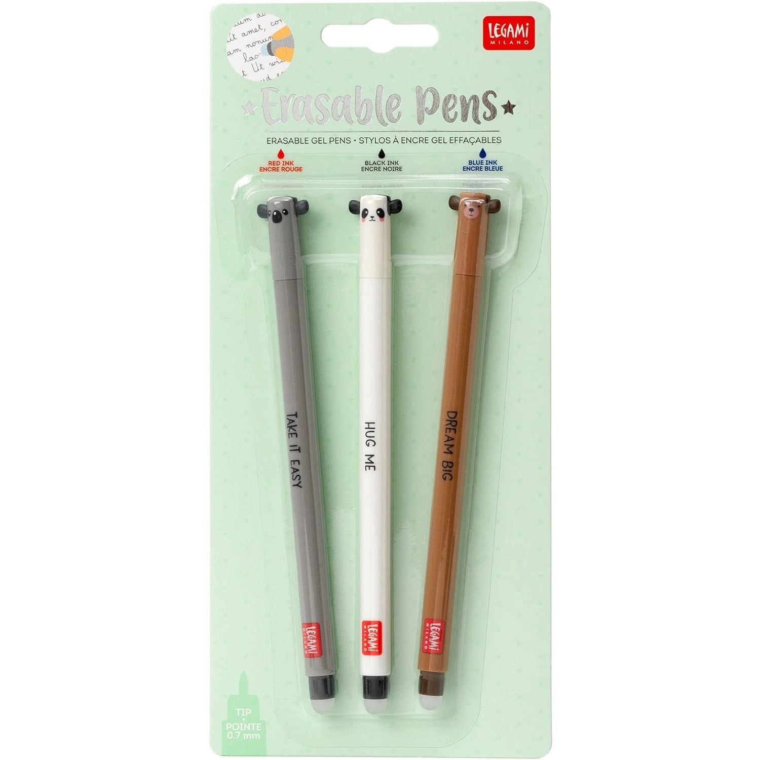 Legami Erasable Gel Pen Set of 3 - Cutie Friends