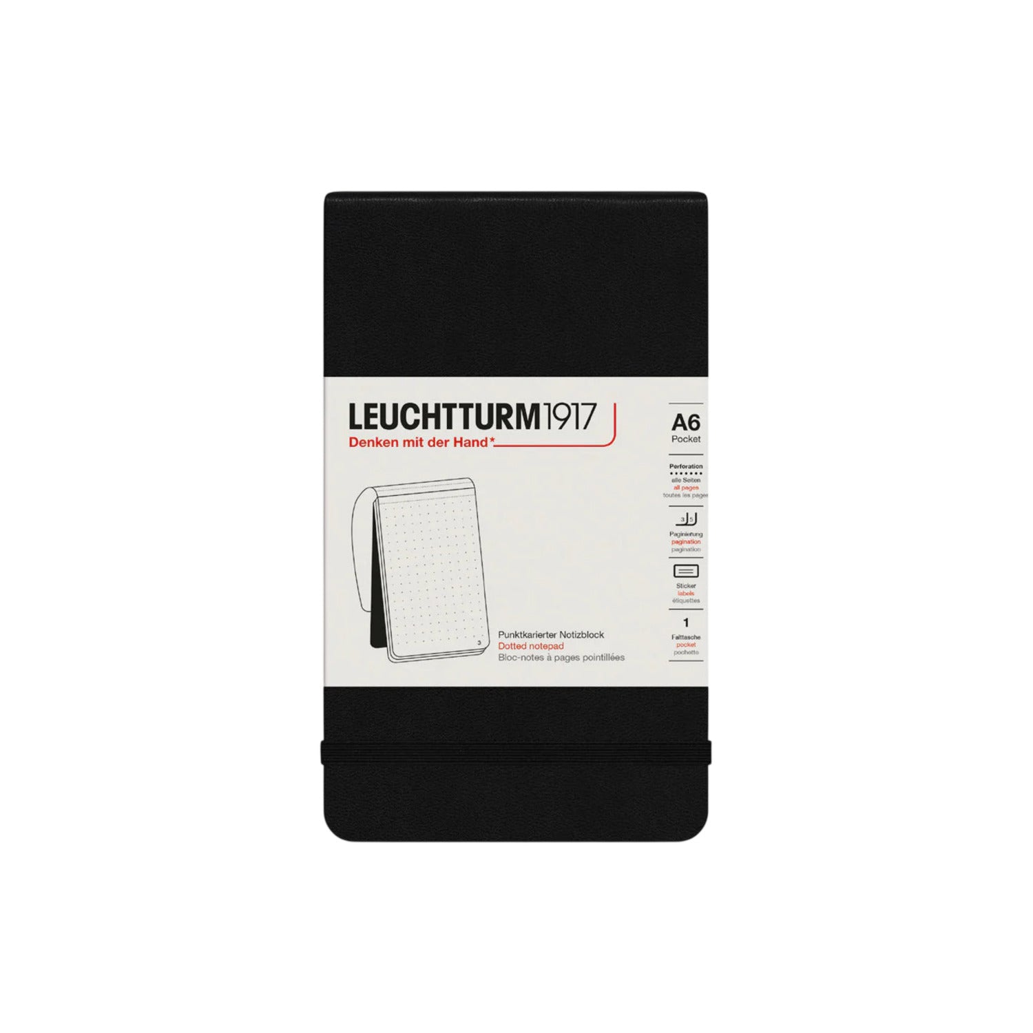 Leuchtturm 1917 Notepad A6 Dot Grid - Black