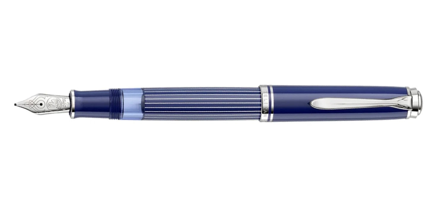 Pelikan Souveran M 815 Fountain Pen - Metal Striped Blue - Special Edition