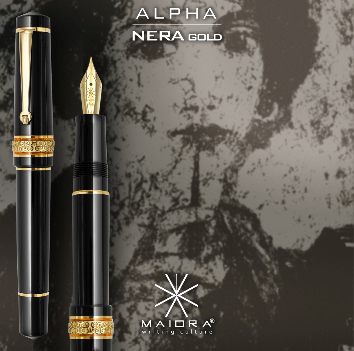 Maiora Alpha Fountain Pen - Nera / Gold Trim