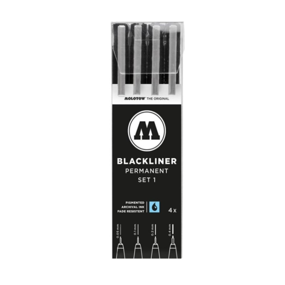 Molotow Blackliner Pigmnet Marker #1 Set of 4 - Black