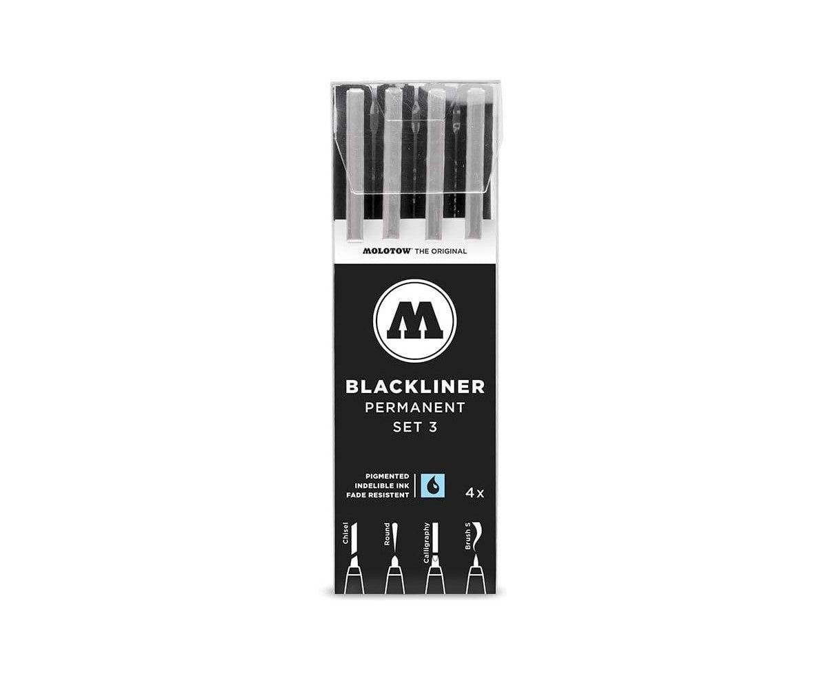 Molotow Blackliner Pigmnet Marker #3 Set of 4 - Black