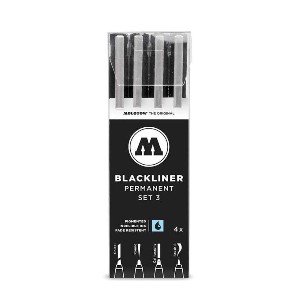 Molotow Blackliner Pigmnet Marker #3 Set of 4 - Black