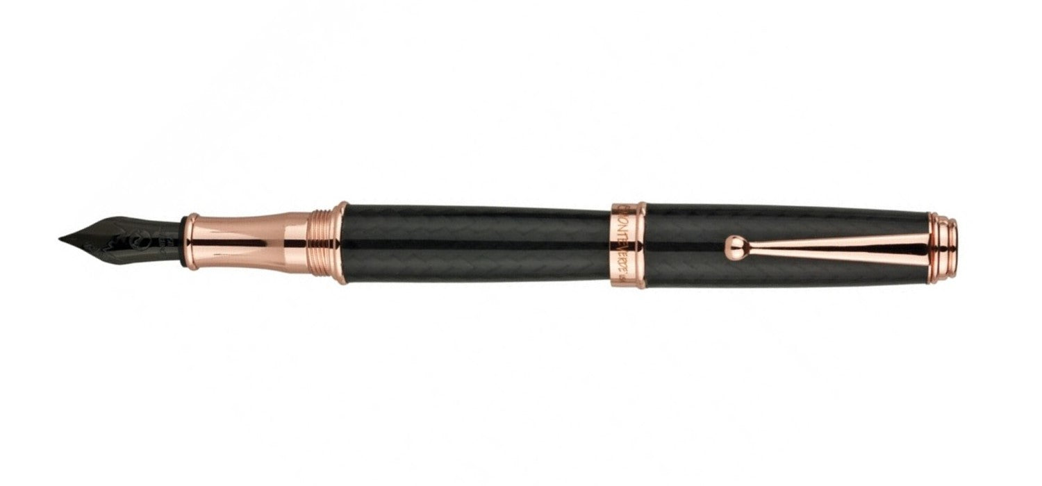 Monteverde Invincia Deluxe Fountain Pen - Carbon / Rose Gold Trim
