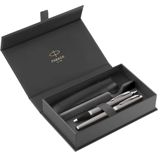 Parker IM Fountain Pen and Ballpoint Pen Set - Stainless Steel / Chrome Trim