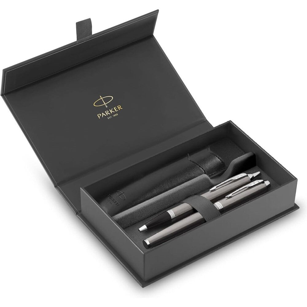 Parker IM Fountain Pen and Ballpoint Pen Set - Stainless Steel / Chrome Trim