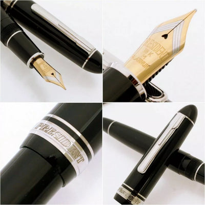 Platinum President Fountain Pen - Black / Silver Trim