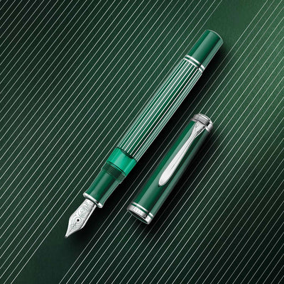 Pelikan Souveran M 815 Fountain Pen - Metal Striped Green - Special Edition