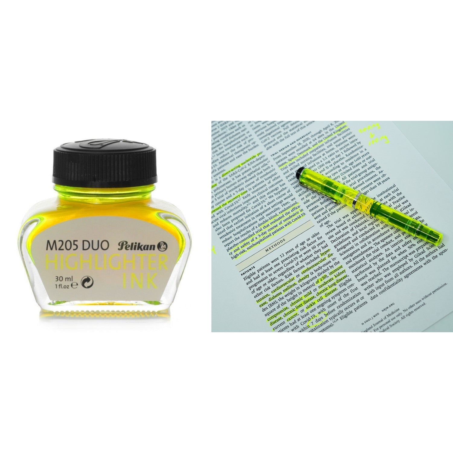 Pelikan M 205 Duo Highlighter Ink Bottle 30ml - Neon Yellow