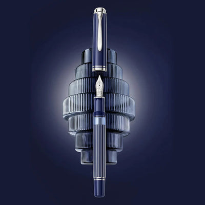 Pelikan Souveran M 815 Fountain Pen - Metal Striped Blue - Special Edition