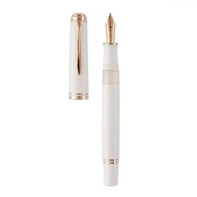 Pelikan Souveran M 600 Fountain Pen - White / Rose Gold Trim - Special Edition