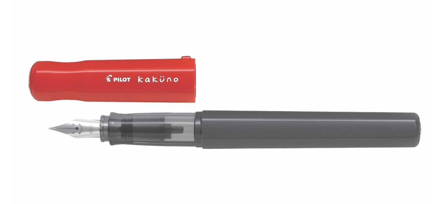 Pilot Kakuno Fountain Pen - Red Cap / Grey Barrel