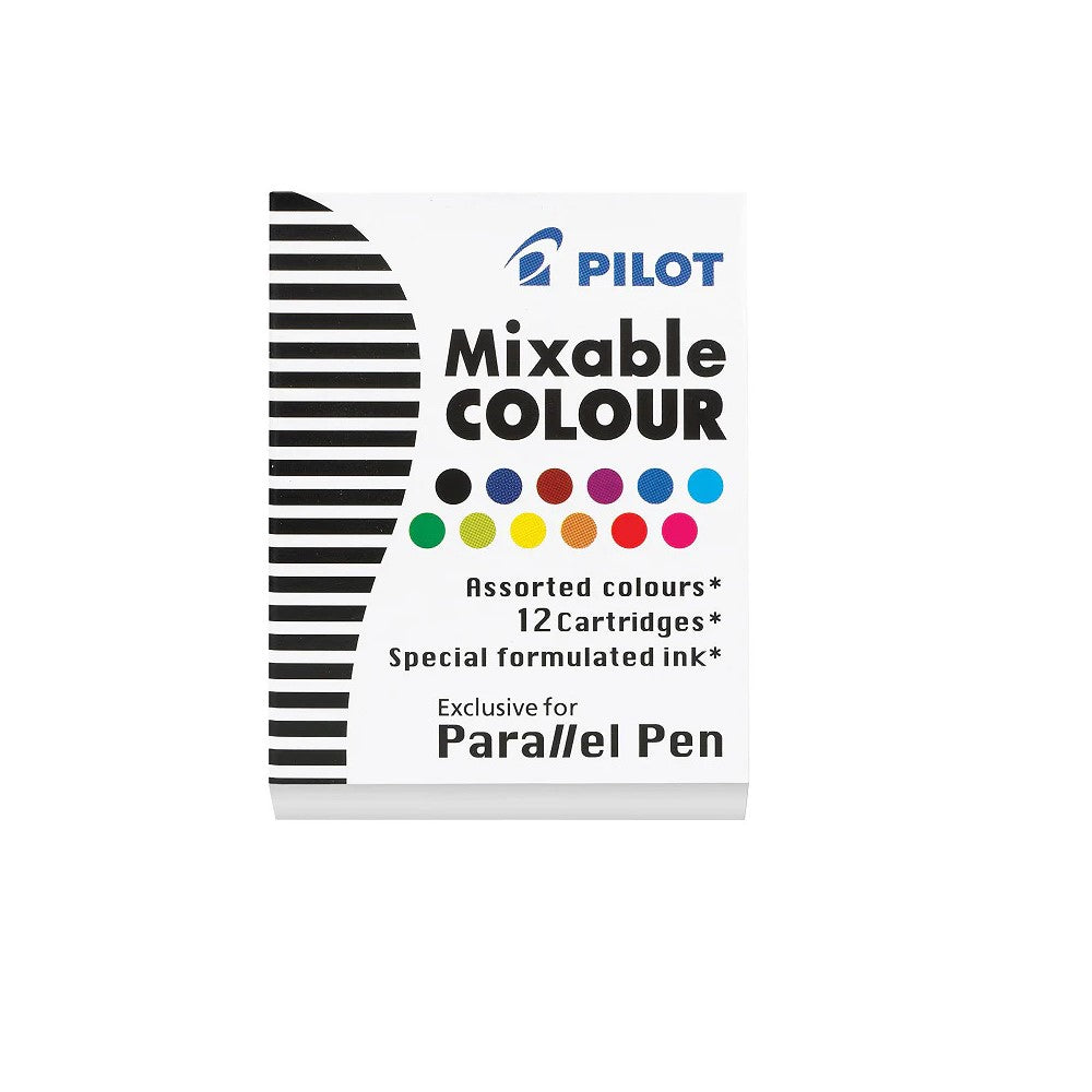 Pilot Parallel Pen Ink Cartridges Pack of 12 - Mixed Colours